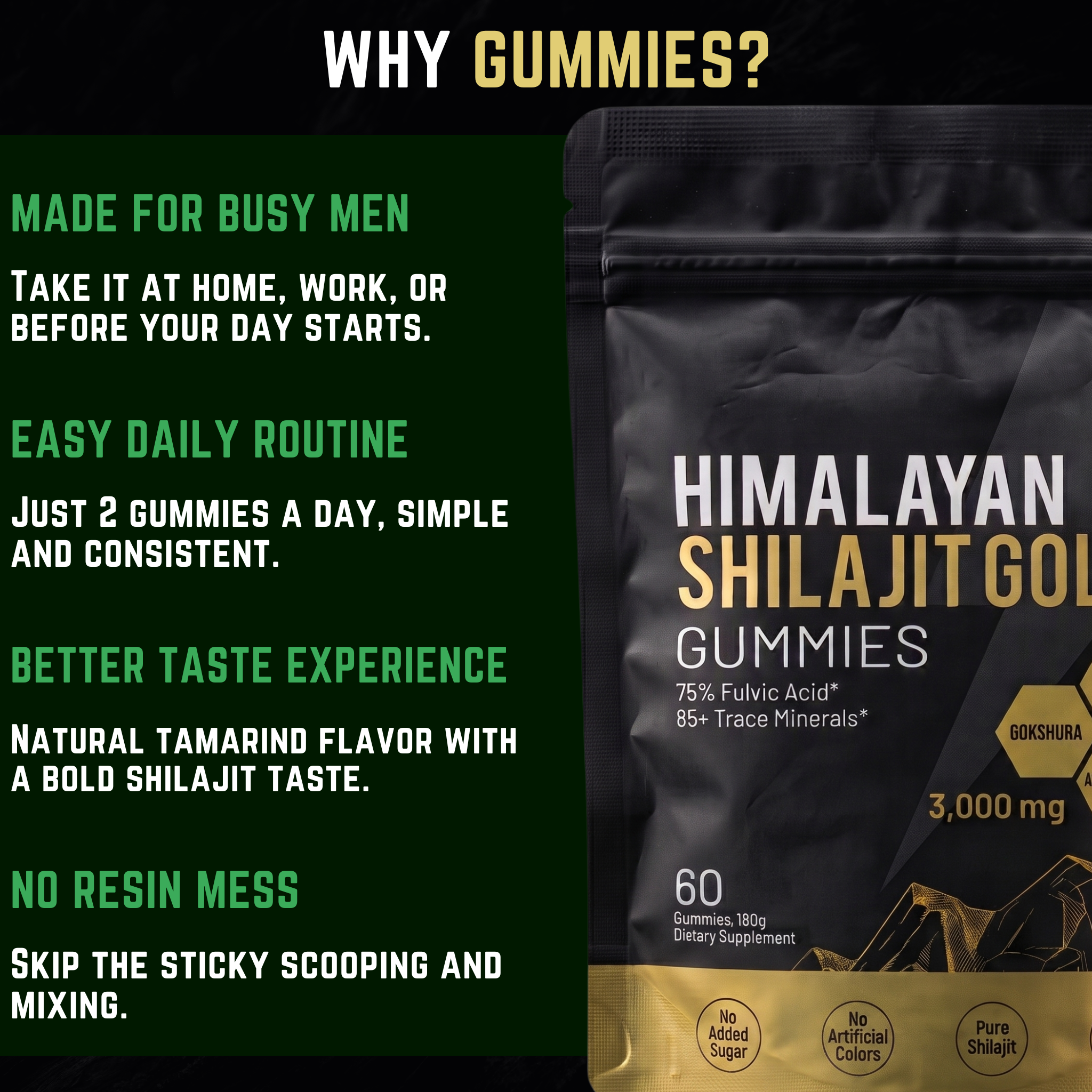 Pure Himalayan Shilajit Gold Gummies, 3000mg, 60 Gummies