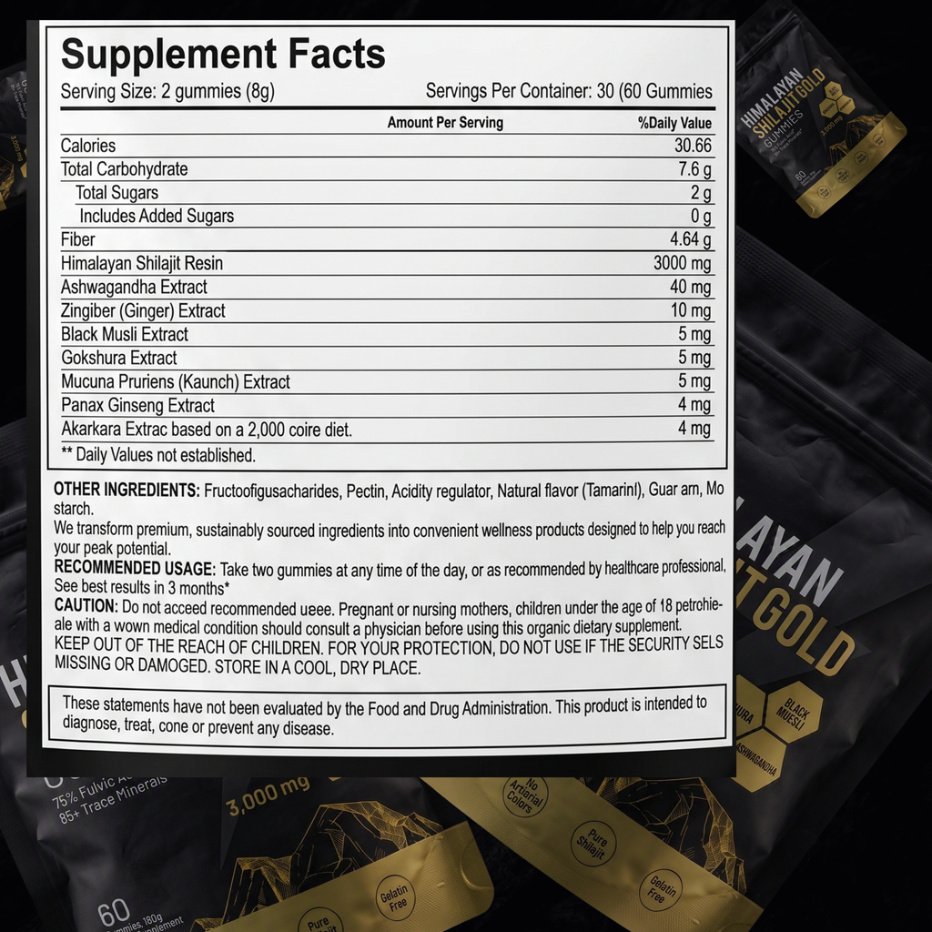 Pure Himalayan Shilajit Gold Gummies, 3000mg, 60 Gummies